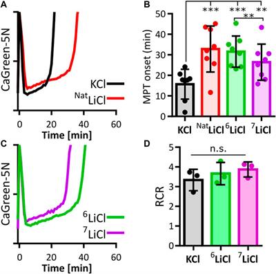 Lithium isotopes differentially modify mitochondrial amorphous calcium phosphate cluster size distribution and calcium capacity